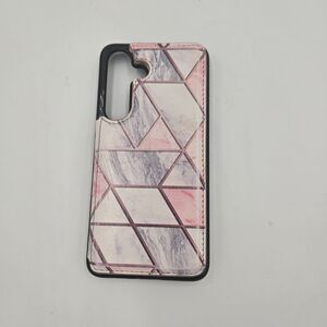 Phone Case With Wallet for Samsung Galaxy S24 Pink Gray Card Holder